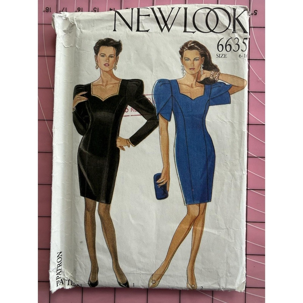 New Look Pattern 6635 Size 6-16 Misses' Above Knee Dress w Sleeve Variations‎ UC